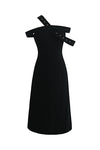 Black And White Print Long-Sleeve Midi Dress