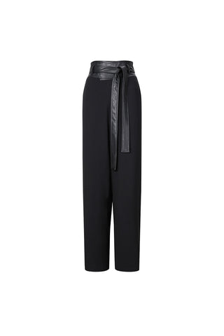 Black Waist Pocket Wide-leg Pants