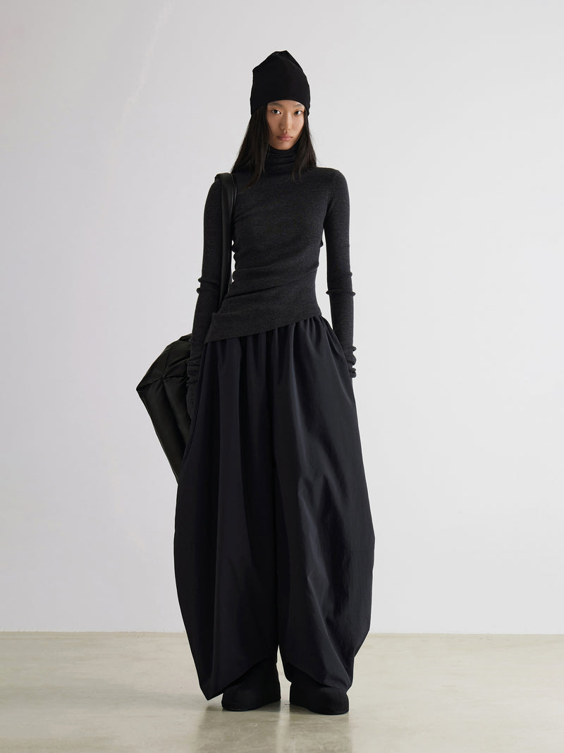 Geometric Arch High-Neck Wool Sweater