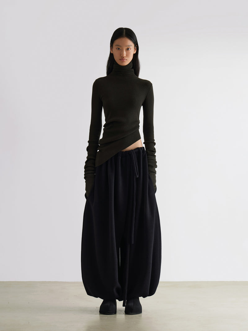 Geometric Arch High-Neck Wool Sweater