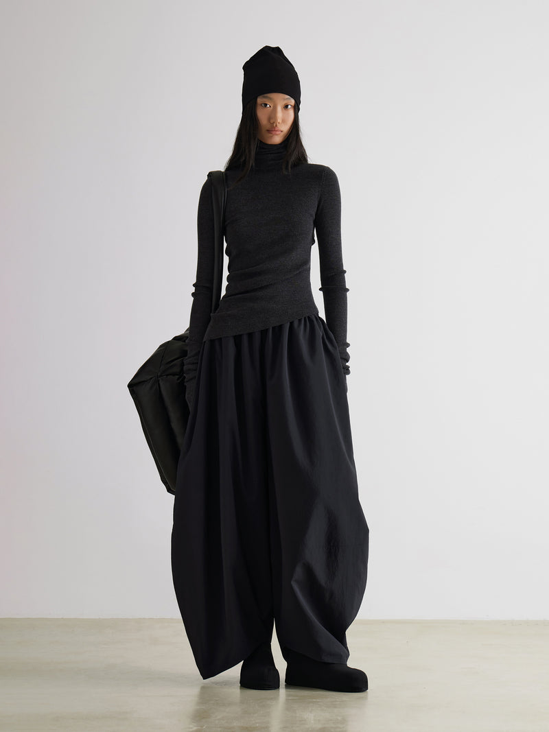 Geometric Arch High-Neck Wool Sweater