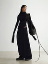 Geometric Arch High-Neck Wool Sweater