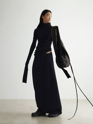 Geometric Arch High-Neck Wool Sweater