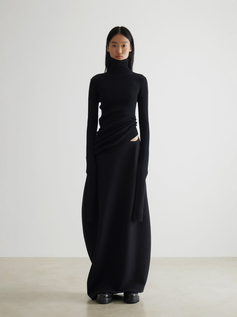 Geometric Arch High-Neck Wool Sweater