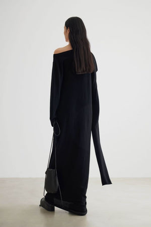 Double Collar Wool Knitted Long Skirt