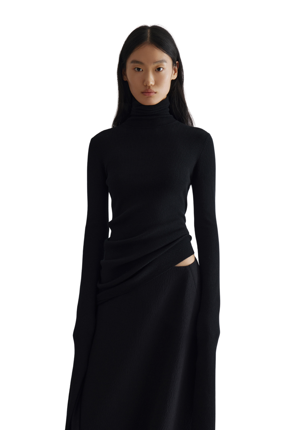 Geometric Arch High-Neck Wool Sweater