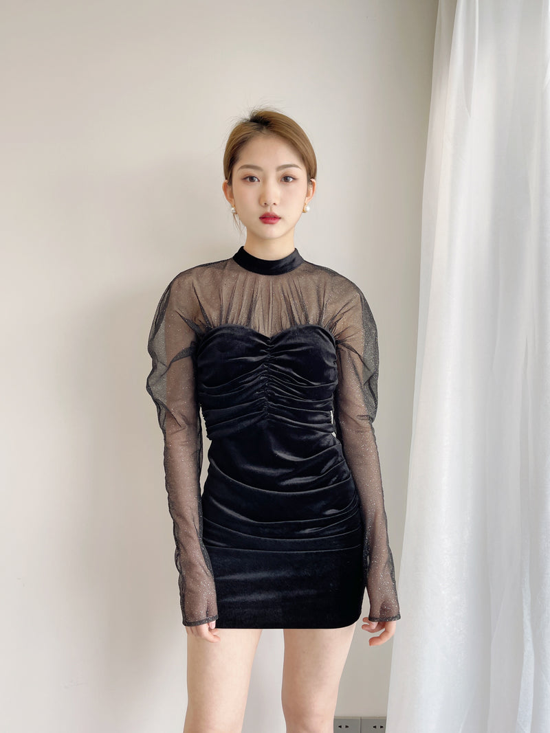 Black glitter velvet dress