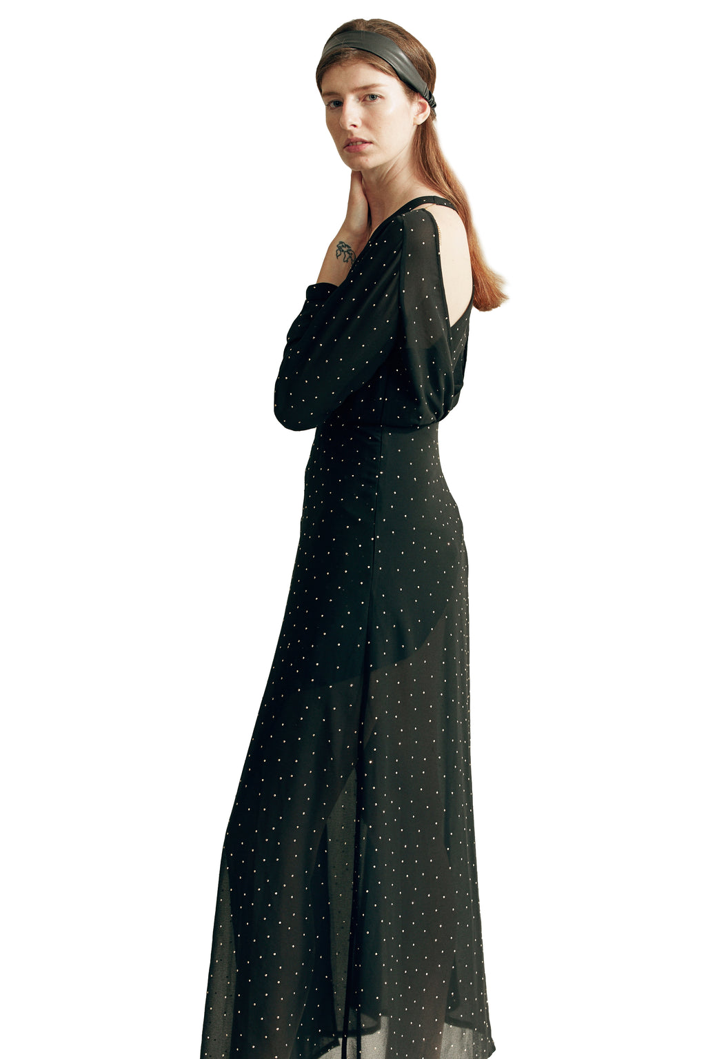 Black Sequined Chiffon Dress
