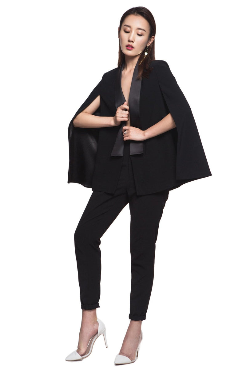 Black Satin Cloak Coat