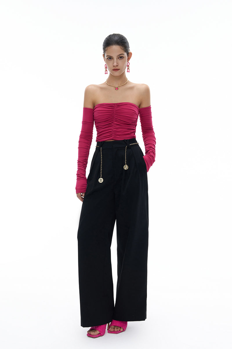 Short Stretch-pleated Top