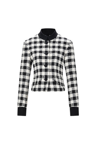 Houndstooth Lace-up Coat