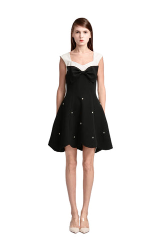 Black And White Stitching Sleeveless Dress