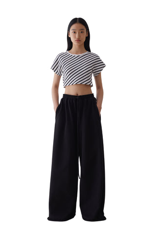 Spelling White Short Top+High-waisted Pants