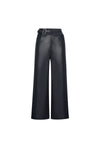 Black Leather Wide-leg Pants
