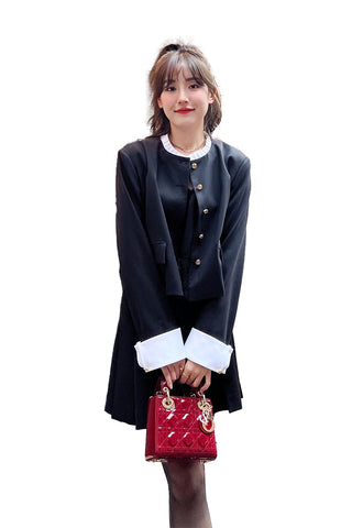 Patchwork Nipped-in Suit Skirt