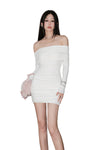 White Strapless Rhinestone Slim Dress