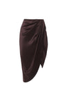 Swing Collar Cutout Top Pleated Drawstring Bias Skirt Set