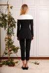 Black And White Stitching Suit