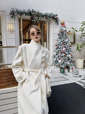 White Silhouette Wool Coat