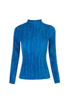 Solid Pleated Sweater Light Blue Top