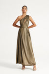 Vintage Gold Slanted Shoulder Light Dress