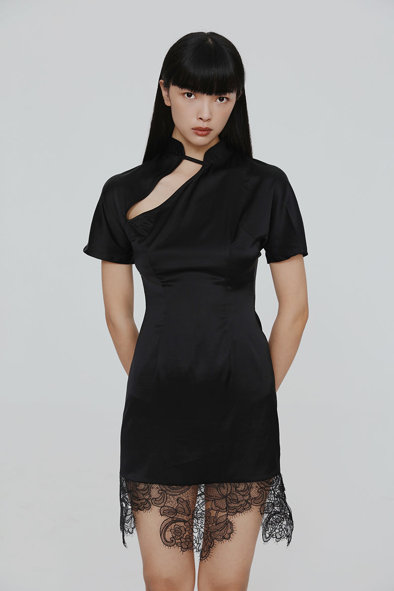 Black Lace Cheongsam Skirt