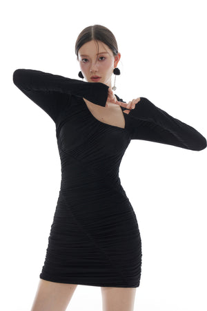 Slant Shoulder Cutout Dress