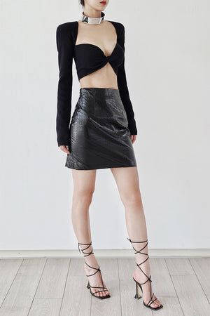 Imitation Leather Stretch Skirt
