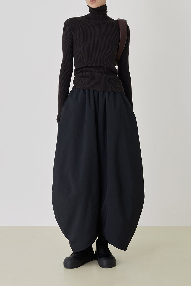 Cotton Air Pleated Cropped Trousers