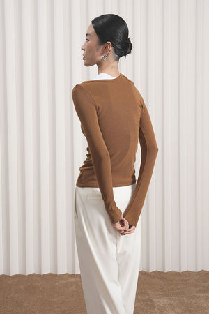 Pumpkin-colored Two-piece Pullover