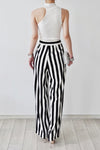Black And White Striped Wide-leg Pants