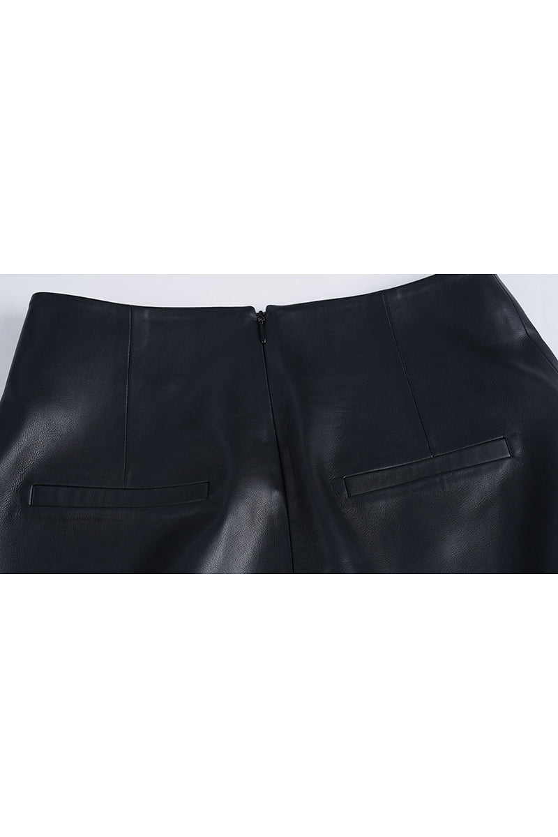 Short Black Leather Skirt