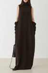 Turtleneck Curved Sleeveless Cashmere Maxi Dress