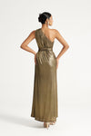 Vintage Gold Slanted Shoulder Light Dress