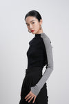 Gray Black Half-turtleneck Sweater