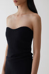 Curved Collar Strapless Knit Top