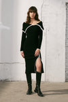 Black And White Clashing Patchwork Knit Dress