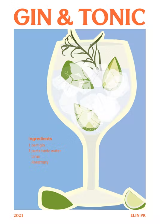 "Gin & Tonic" art print by Elin Palmaer Karlsson