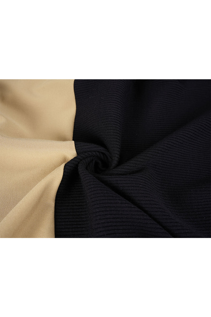 Drop Sleeves Contrast Design Knit Shirt