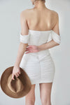 Detachable Sleeve White Dress