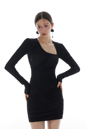 Slant Shoulder Cutout Dress