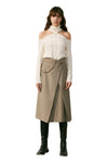 Khaki High-Waisted Pleated Skirt