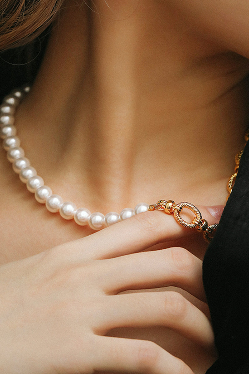 Vintage Chain Pearl Necklace
