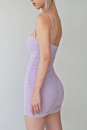 Purple Pleated Slip Dress