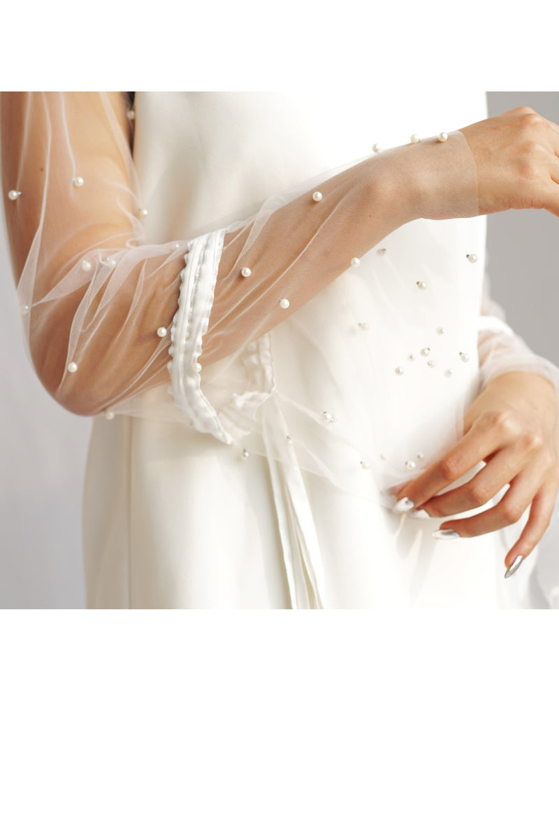 白色珍珠巴里紗連衣裙