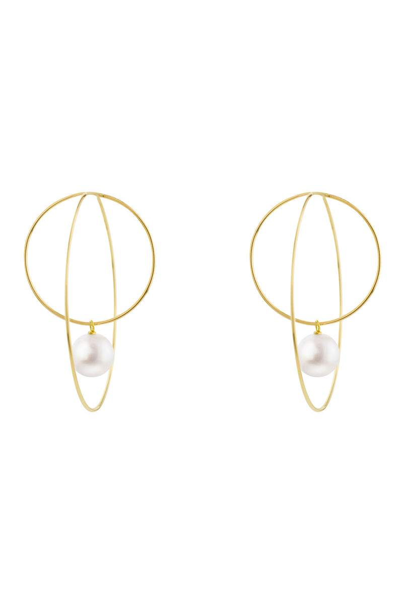 珍珠軌道圈形耳環