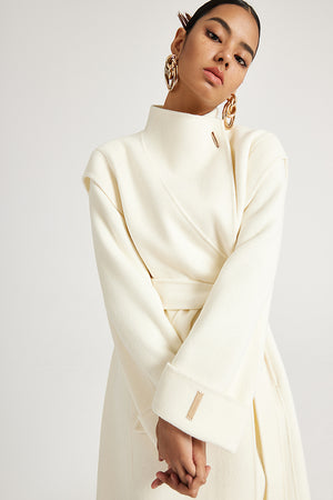 White Silhouette Wool Coat