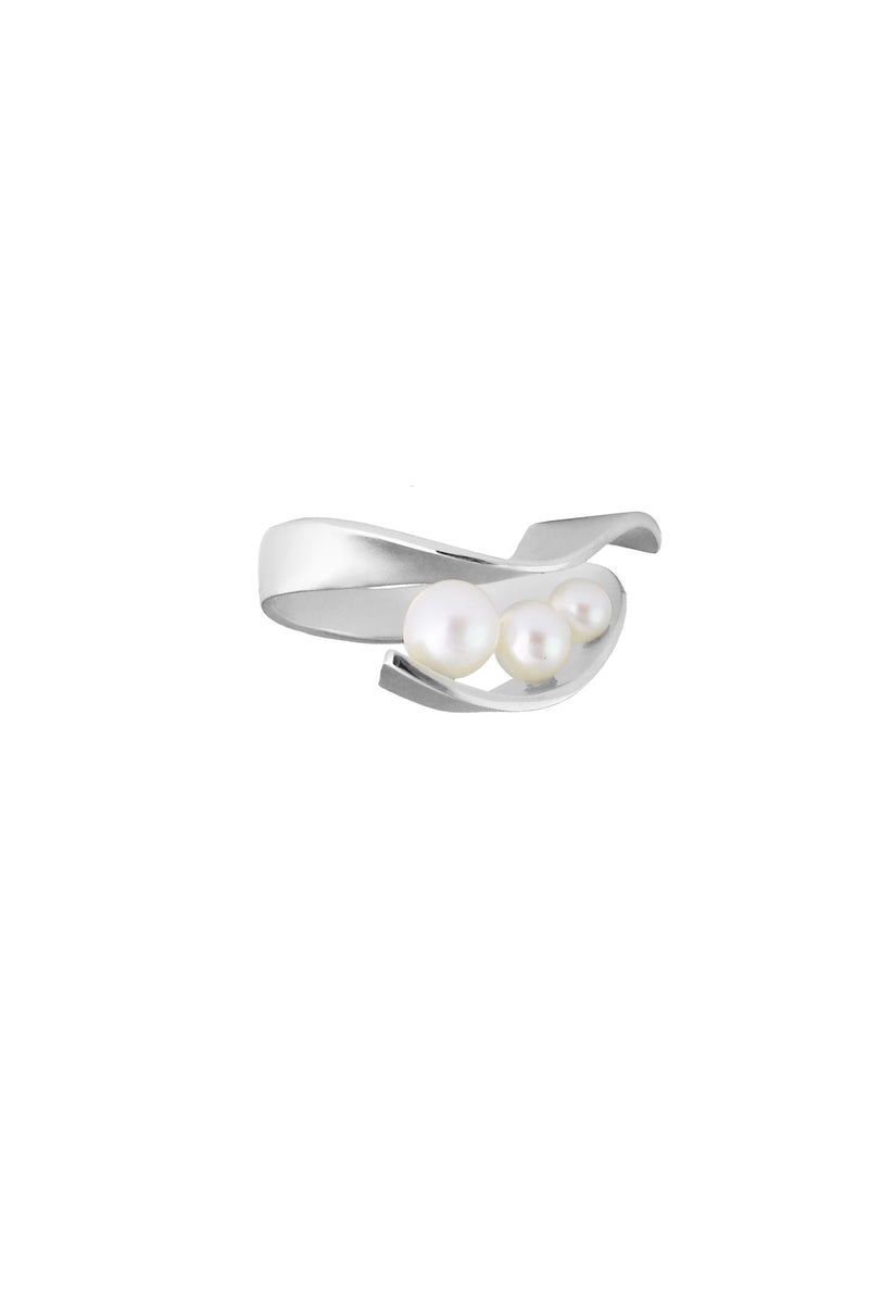 Silver Pearl Spiral Ring