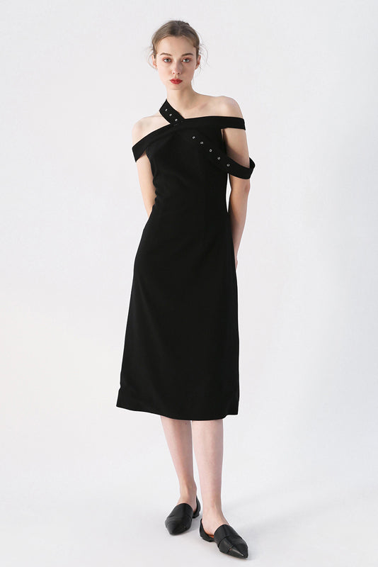 Cross-Shoulder Mini Dress